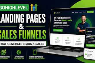 setup and design your gohighlevel sales funnel, landing page and automation