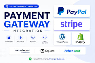 integrate paypal or stripe and fix payment gateway issues