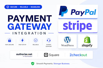 integrate paypal or stripe and fix payment gateway issues