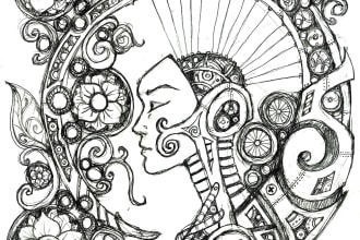 sketch cyberpunk , steampunk , techno organic drawing