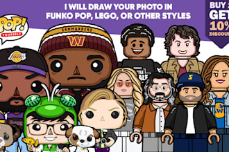 draw your photo in funko pop, lego, and the cosbaby styles