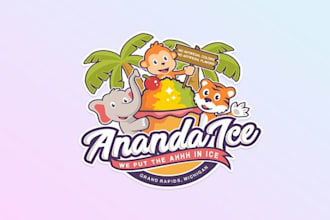 design a fun and inviting logo for ananda ice  a tropical shaved ice business