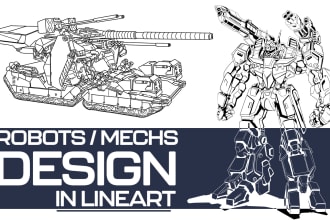 design any type of robot or mecha in lineart