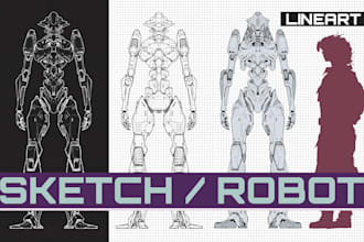 design any type of robot or mecha in lineart