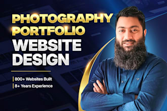 design a professional photography portfolio website with booking system