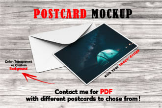add your image on postcard or greeting card mockup