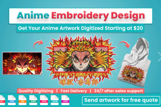 do embroidery digitizing into dst,pes,jef file in 1 hour