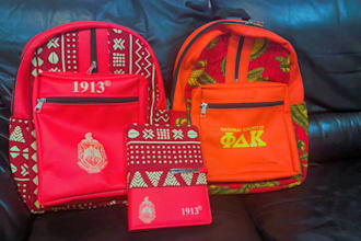 design a sorority backpack,diary and a mug
