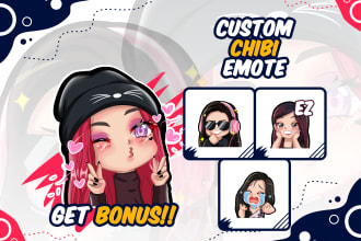 draw a emote,badge,sticker,emoji for twitch,discord,vtuber in cute cartoon chibi