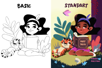 draw children story book illustrations and cover