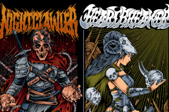 draw detail dark art illustration for tshirt and album