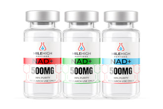 design peptide sarms supplement, vial, vitamin label with packaging design