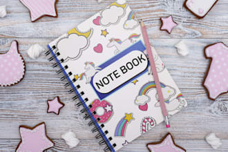 design unique notebook, workbook cover for kids