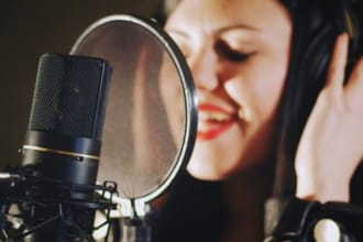 record ai american female voice over in 24hr