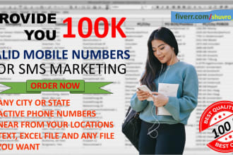 provide you 100k USA, UK, and canada active mobile phone numbers