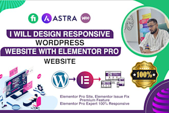 design responsive wordpress website with elementor pro