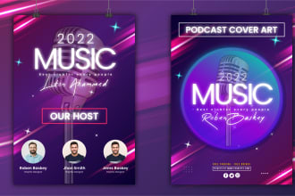 design podcast cover art, banner, poster, social media kit