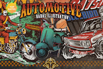 create clothing design car or automotive rebel illustration