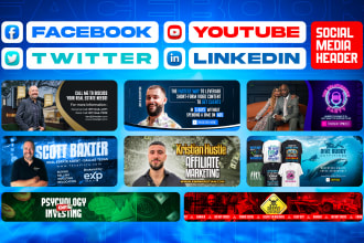 design facebook cover, youtube banner, linkedin, twitter header