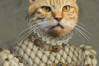 do a custom pet portrait dog portrait and cat portrait
