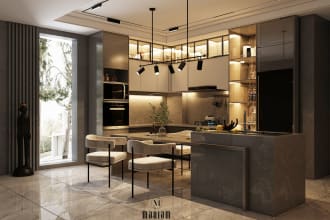 do realistic 3d interior kitchen design