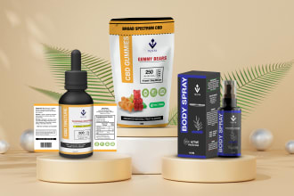create a custom cosmetic product, pouch, bottle label design