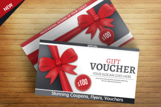 design gift voucher, coupon, gift card and thank you card