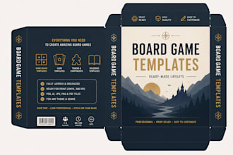 create a board game design, box or card templates, character design
