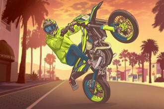 create your motorcycle, car, or bike into gta style cartoon