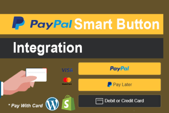 integrate paypal credit debit payment gateway smart button on shopify wordpress