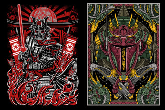 create design t shirt illustration star wars samurai