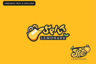 create juice bar, vegetable, fruit smoothies, and cafe logo