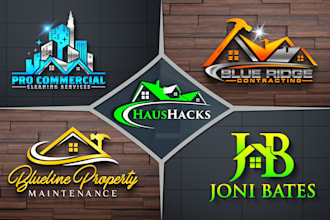 unique real estate, realtor, construction, and property logo