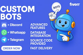 develop a custom telegram, whatsapp, discord or slack bot
