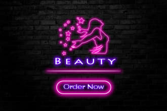 do 3d neon retro, vintage 70s,party , 3d logo design
