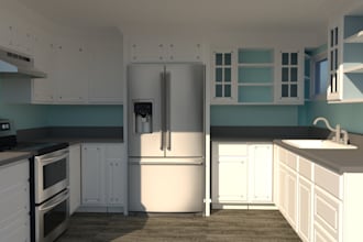 design indoor kitchen, cabinet design, cabinet, bathroom, 3d rendering