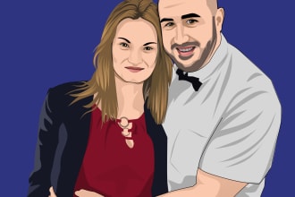 draw your photo couples, family or grup to vectorart cartoon