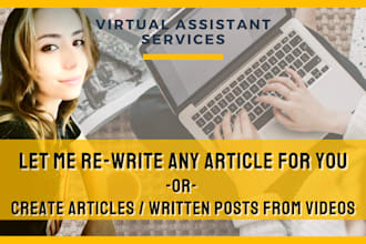 rewrite any article and create written content videos