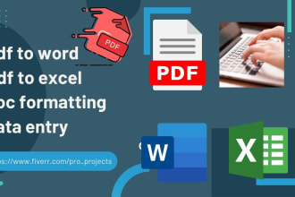 do convert pdf to word, data entry typing work jobs , pdf to excel