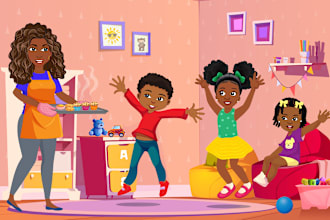 illustrate cute african american children book illustrations