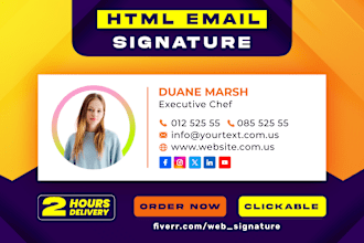 do HTML email signature for outlook, gmail, mac mail, iphone