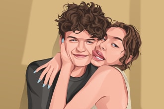 draw couple and family or group portrait into cartoon