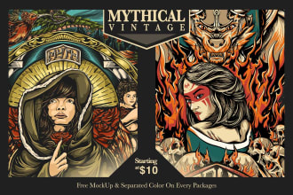 make distressed dark art illustration with mythical touch