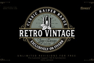 create a retro vintage logo with a hand drawn illustration