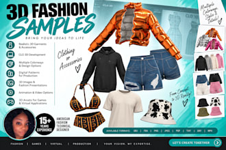 make a 3d sample of clothes or accessories for your design