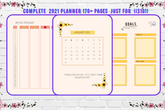 Review  design custom planner, calendar, journal, tracker pages