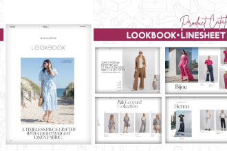 create modern line sheet, product catalogue, sell sheet, customized lookbook