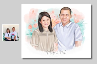 draw a realistic watercolor portrait, sketch from photos
