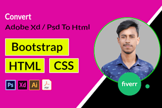 convert psd to html, xd to html responsive