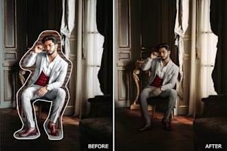 do realistic background changes, photo compositing, photo editing